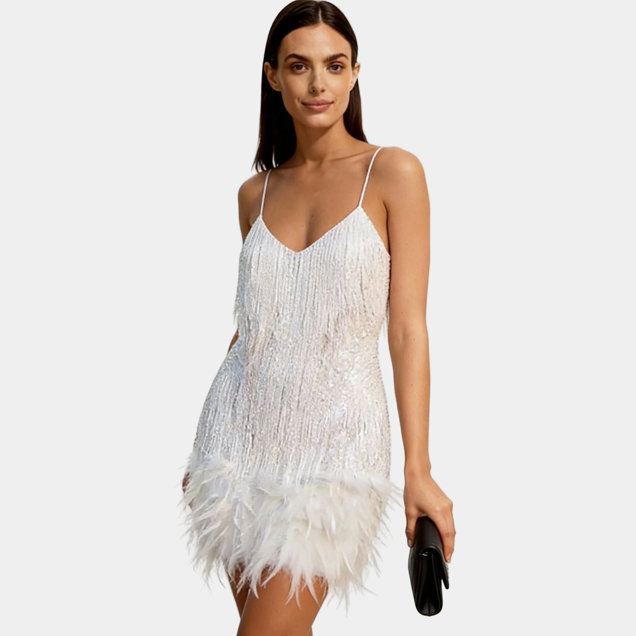 Women's Elegant Sequin Feather Mini Dress
