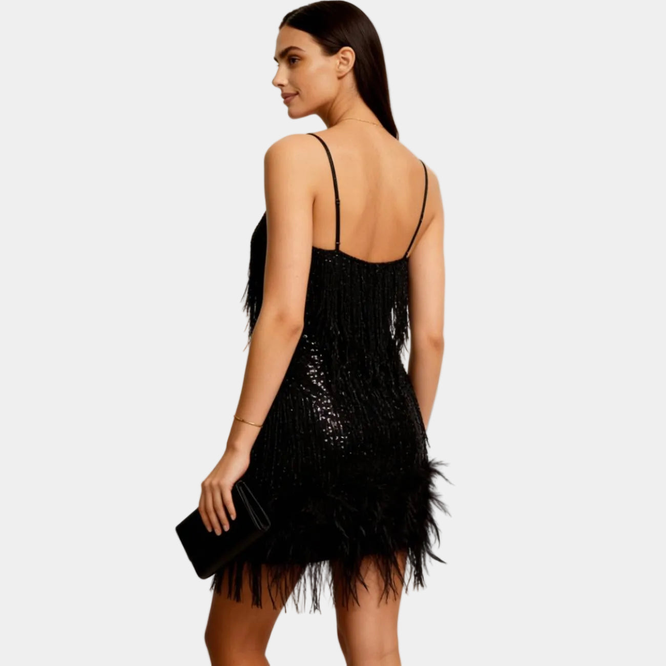 Women's Elegant Sequin Feather Mini Dress