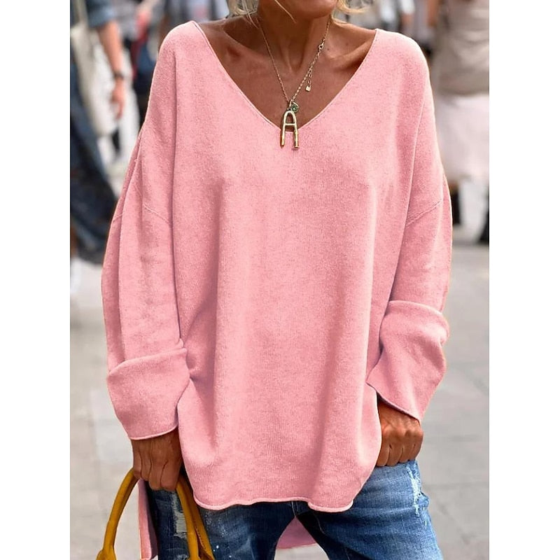 Orange relaxed V-neck pullover