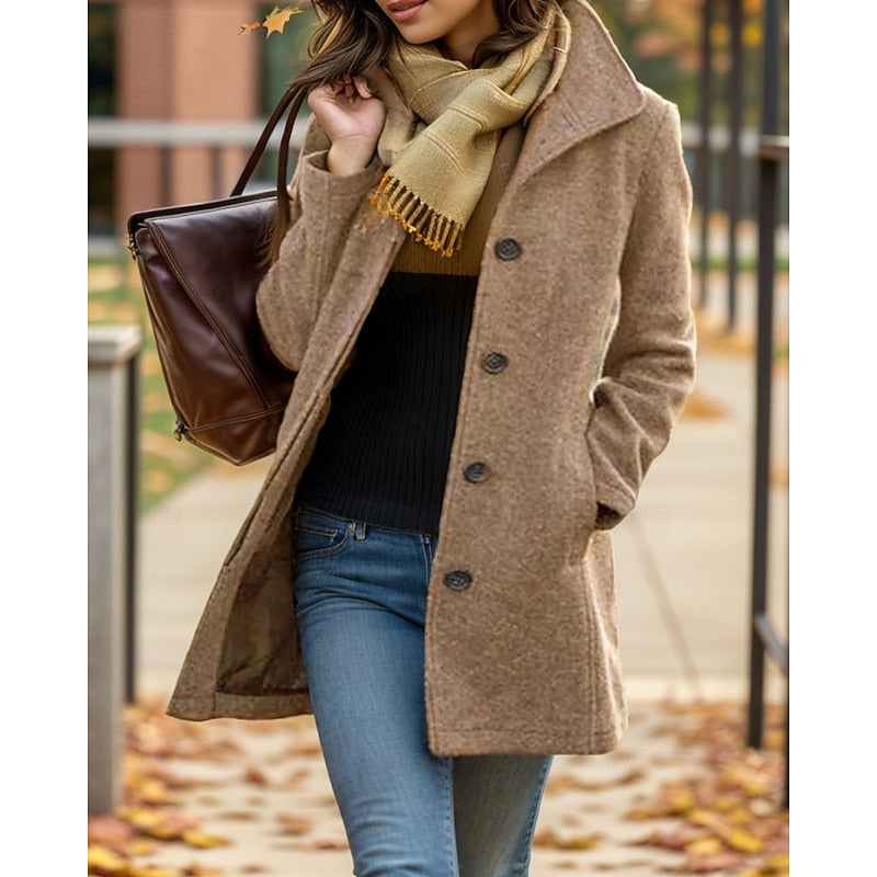 Purple Turndown Collar Coat