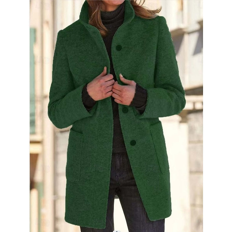 Blue Stand-Collar Coat