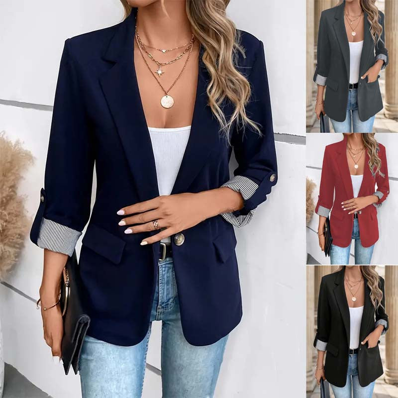Navy Blue Notch Lapel Blazer, front view