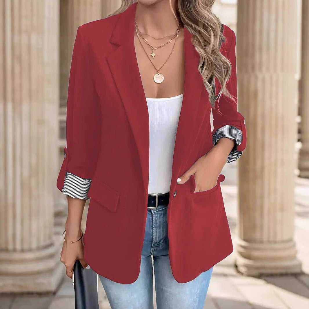 Red Notch Lapel Blazer