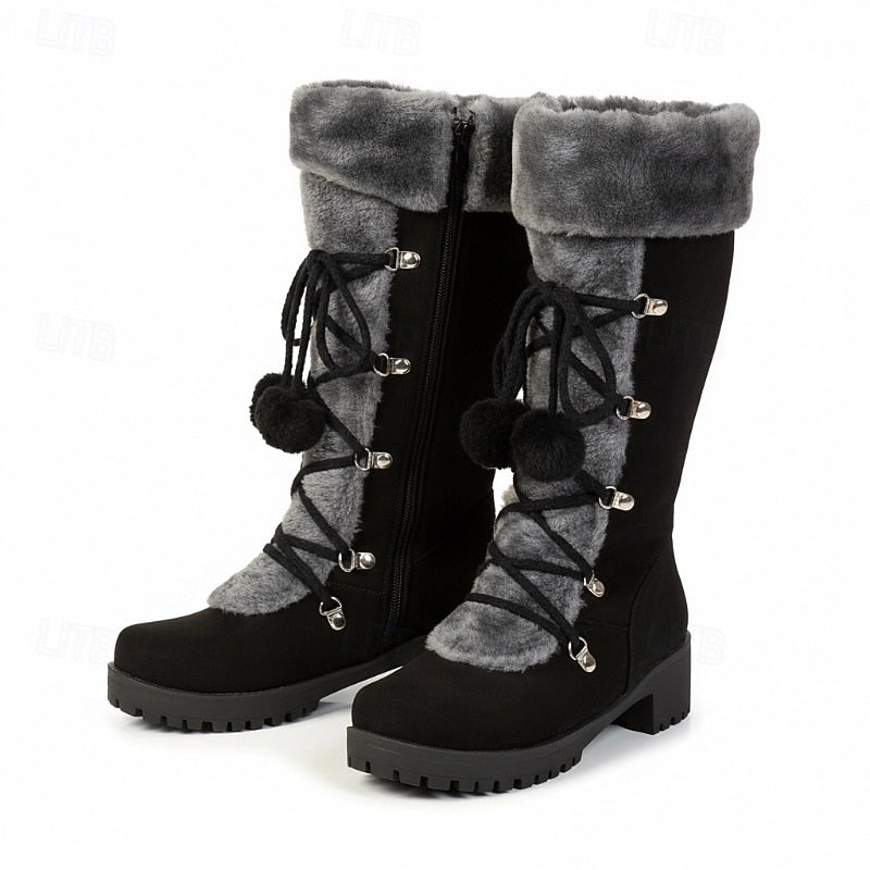 Purple cozy lace-up winter Boots