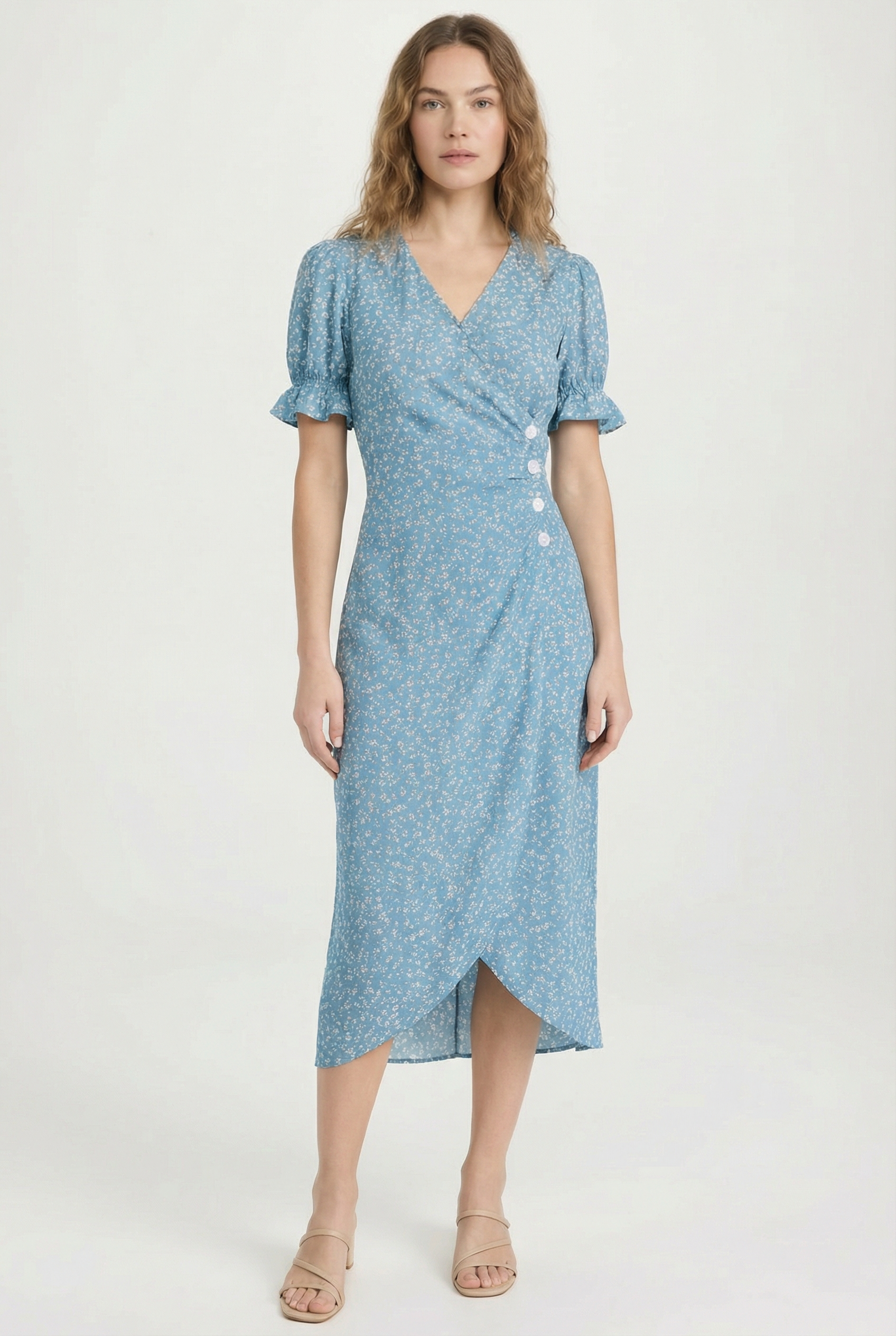 Women's Floral Summer Wrap Midi Dress