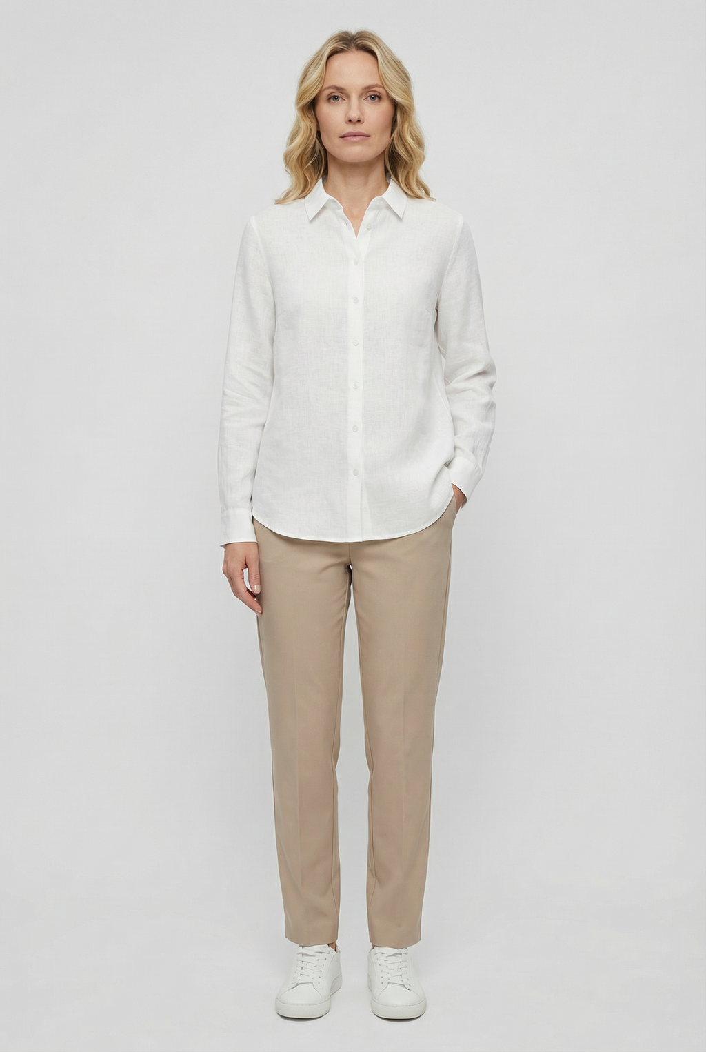 Women's Linen Long Sleeve Blouse - Casual Loose Fit