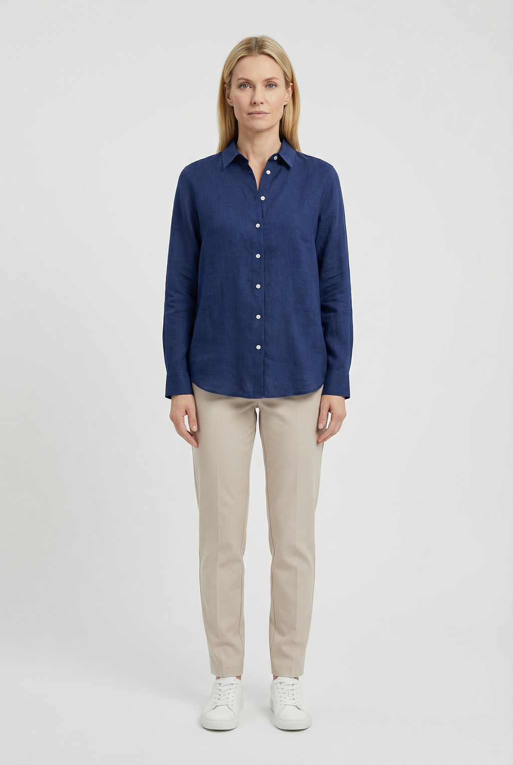 Women's Linen Long Sleeve Blouse - Casual Loose Fit