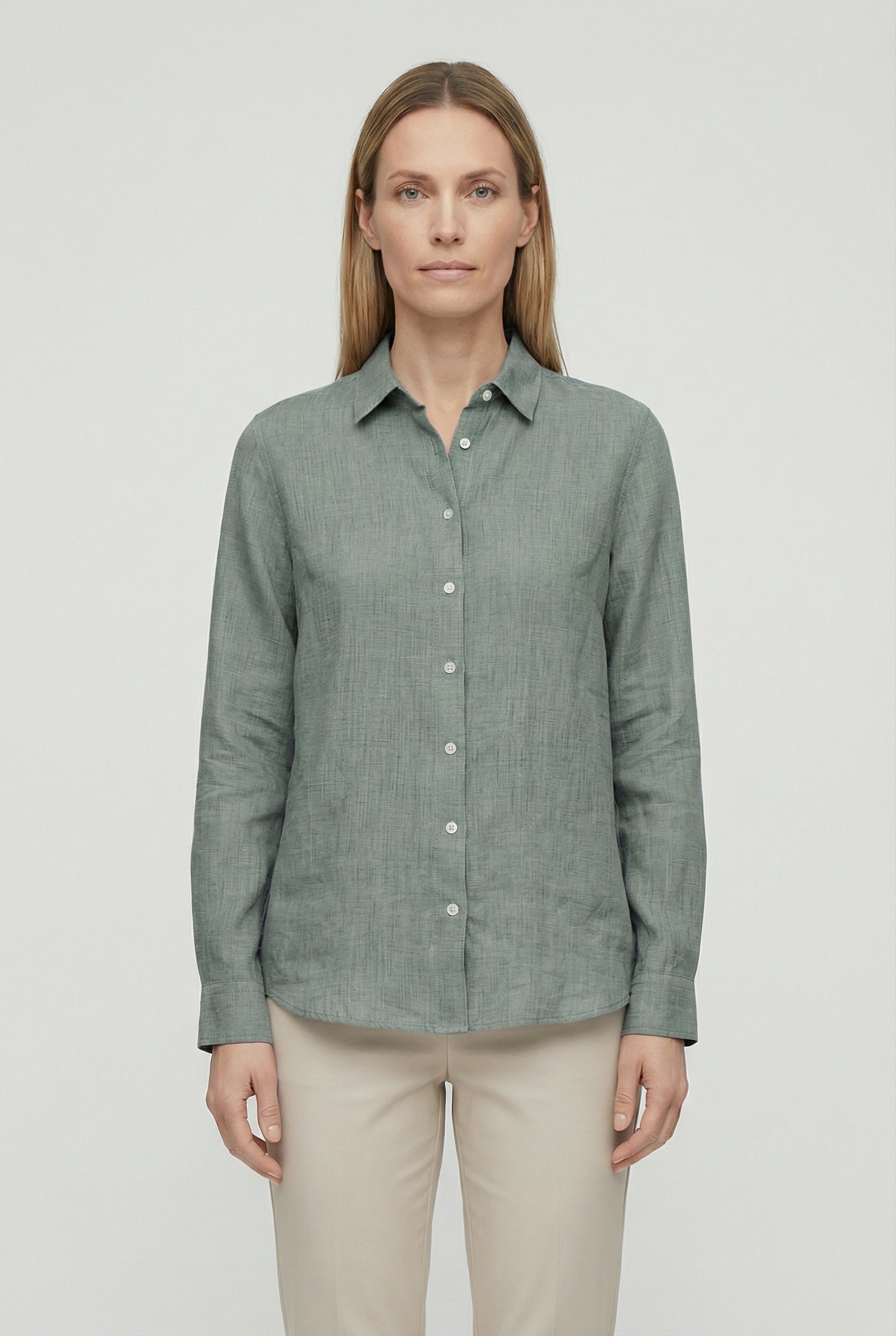 Women's Linen Long Sleeve Blouse - Casual Loose Fit