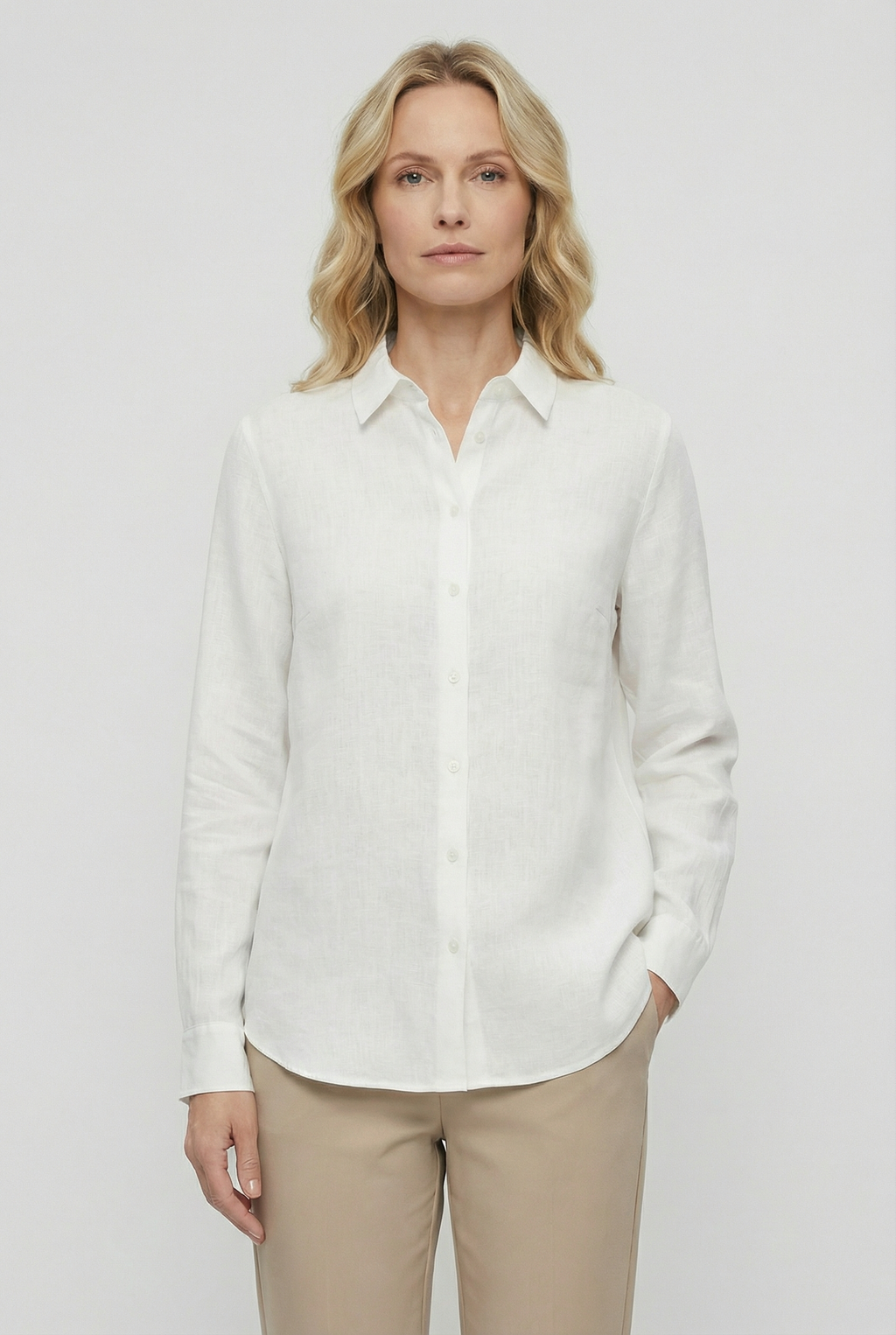 Women's Linen Long Sleeve Blouse - Casual Loose Fit