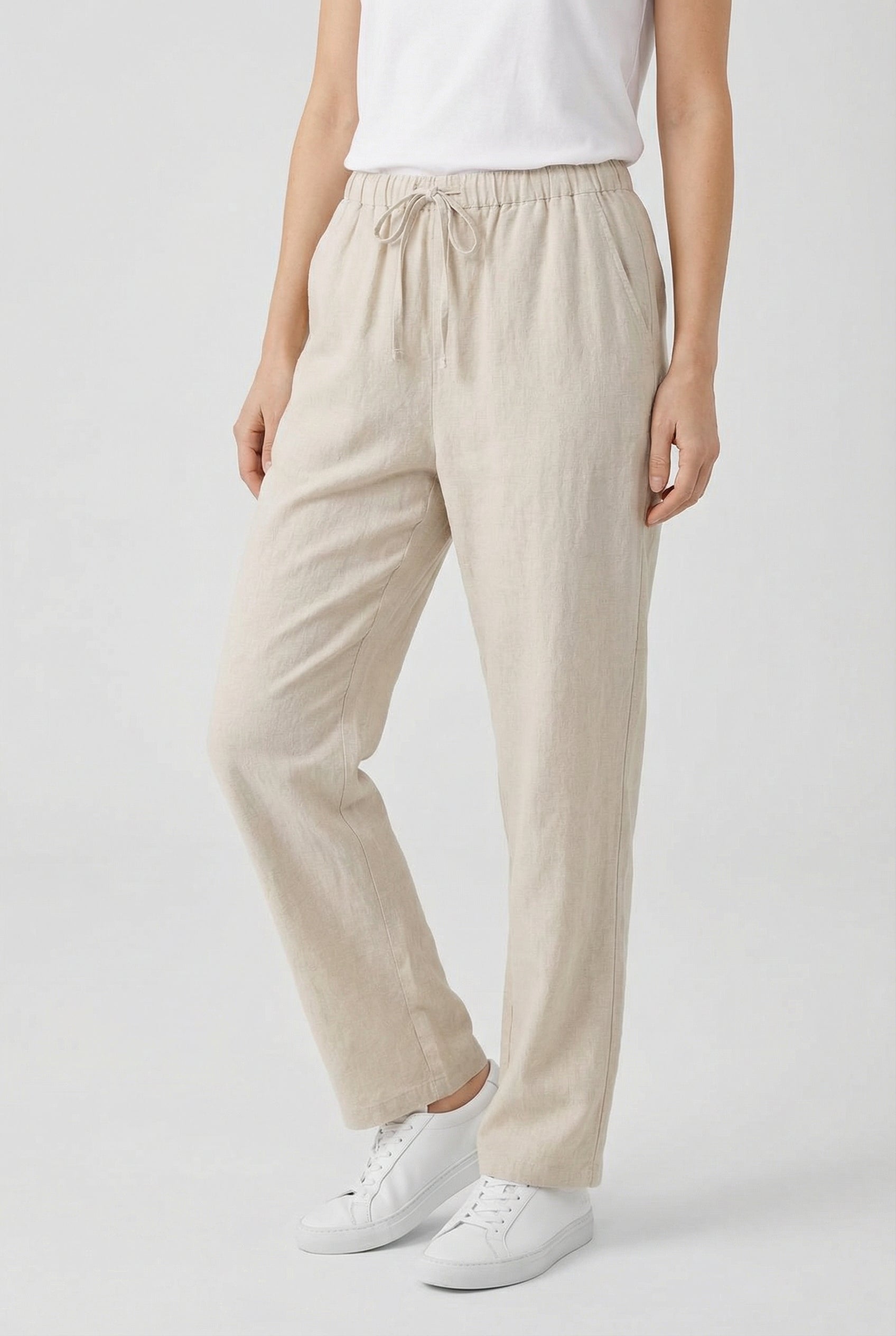 Women's Casual Lace-Up Linen Pants - Summer Style