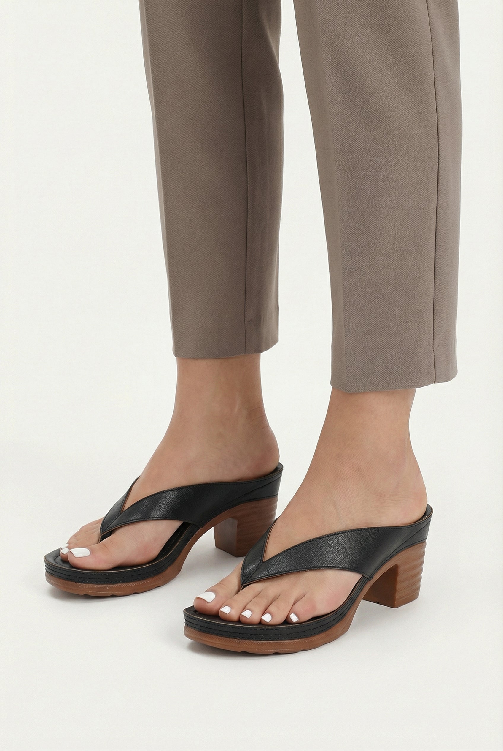 Women's Vegan Leather Sandals with Heel