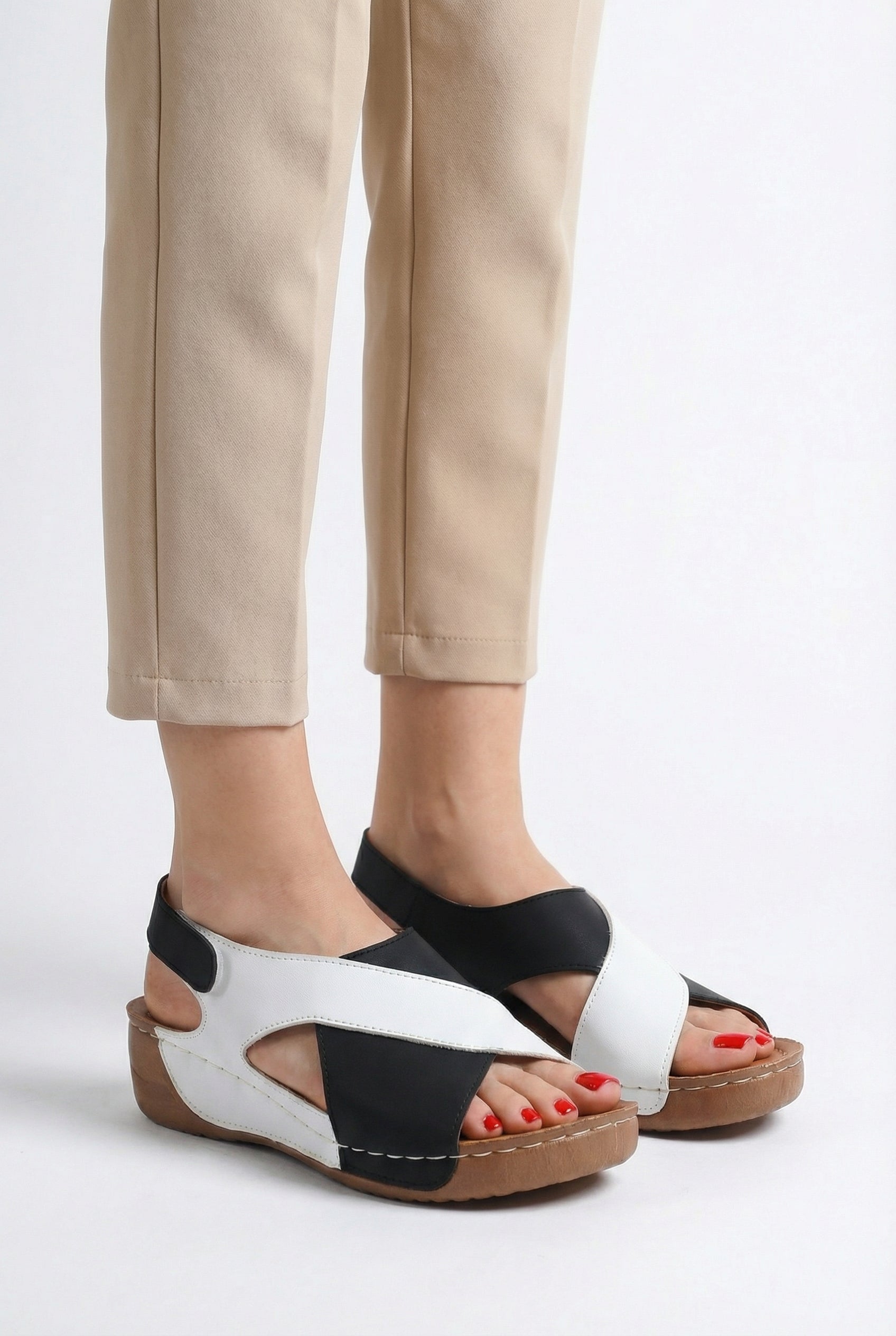 Women's Open-Toe Vegan Leather Sandals