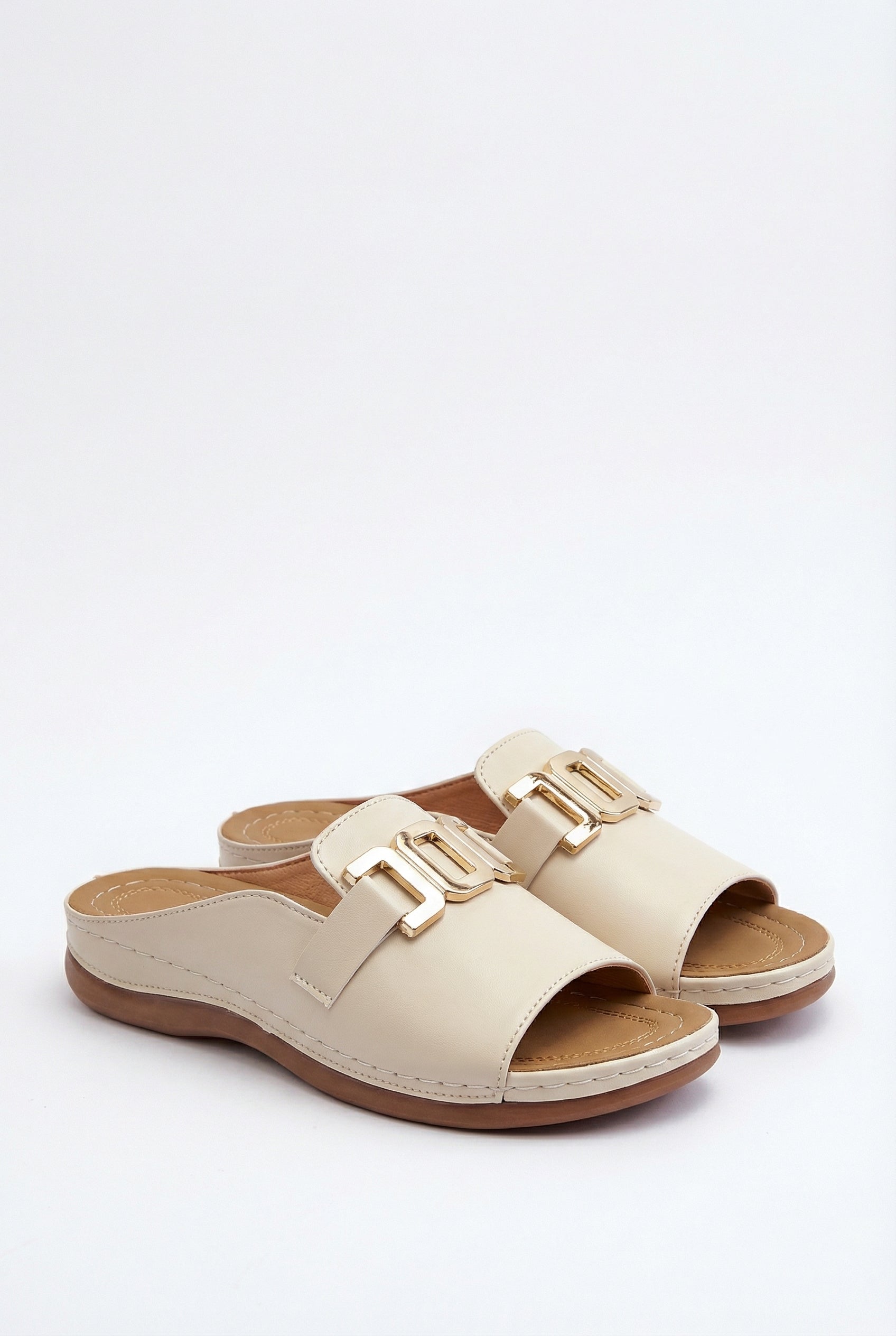 Women's Open-Toe Sandals with Gold Buckle