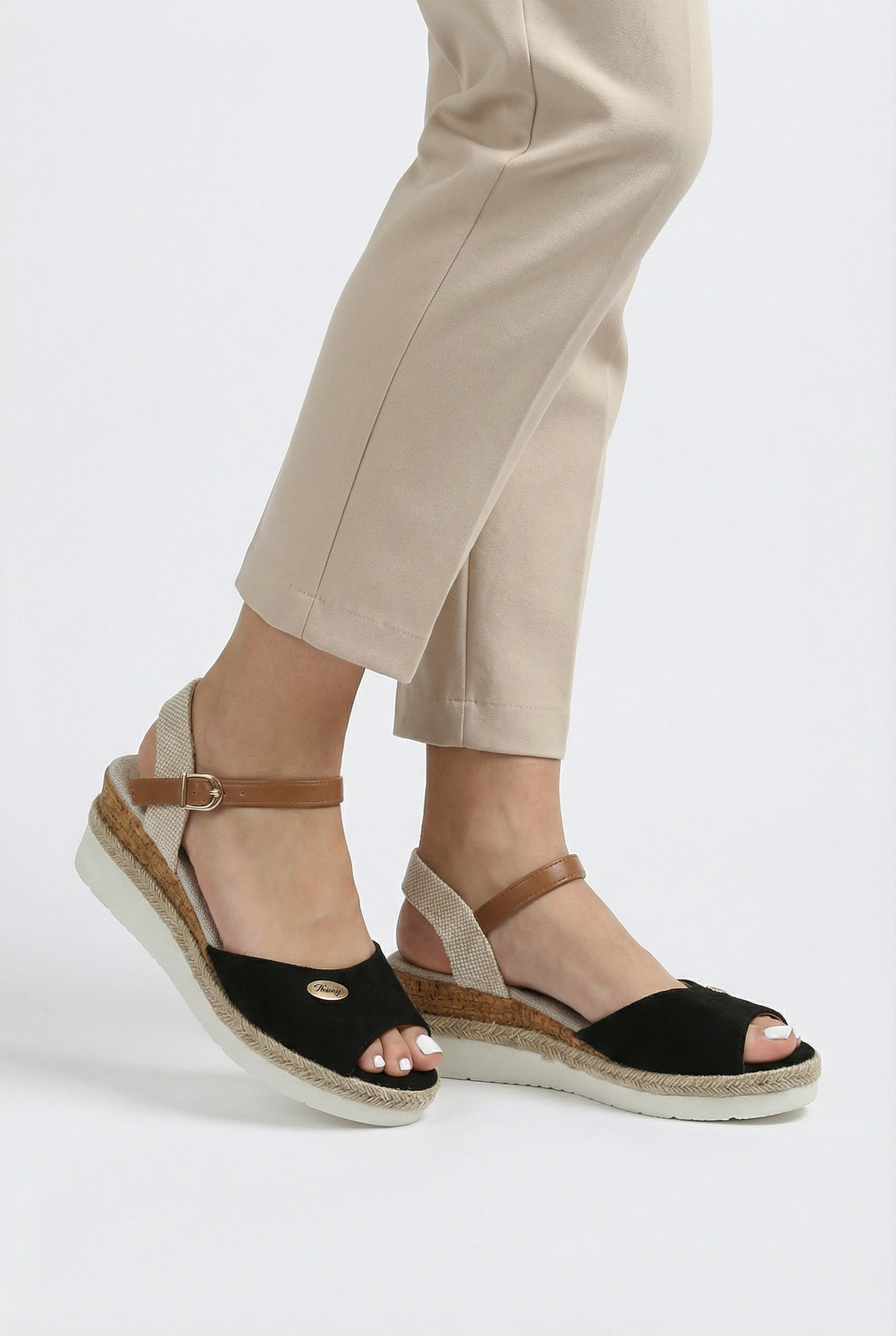 Women's Suede Sandals with Adjustable Strap