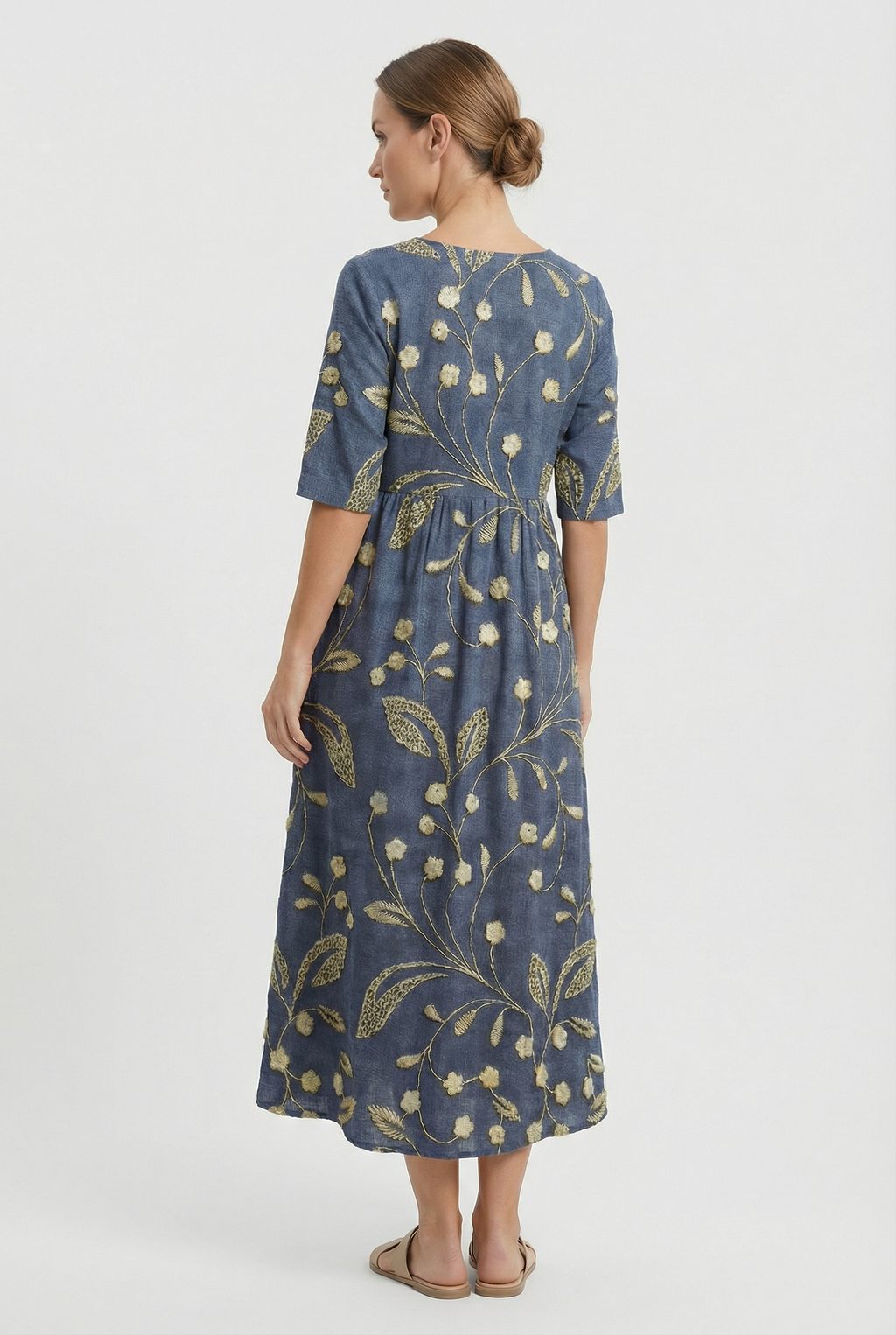 Lightweight Floral Midi Dress Summer
