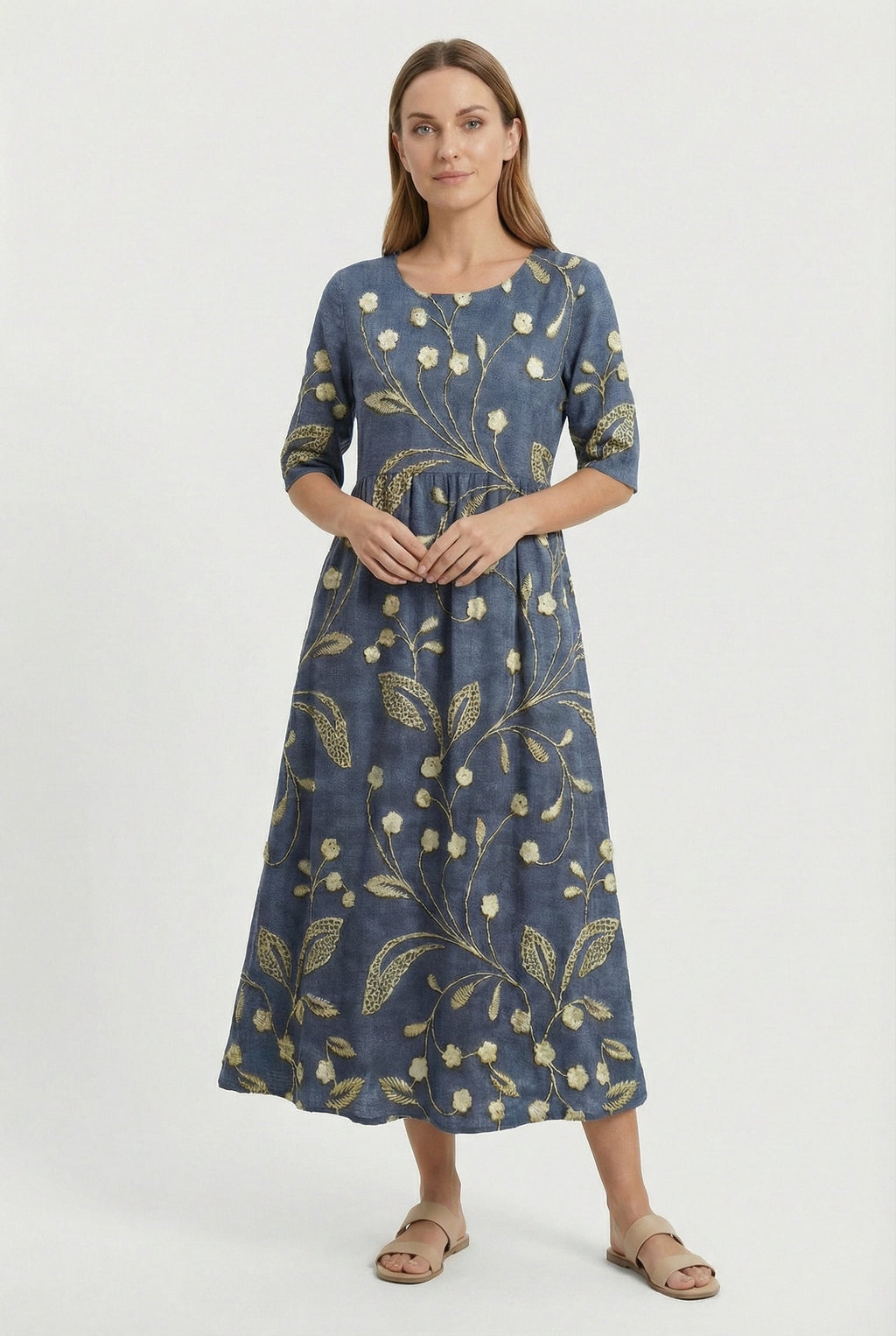Lightweight Floral Midi Dress Summer