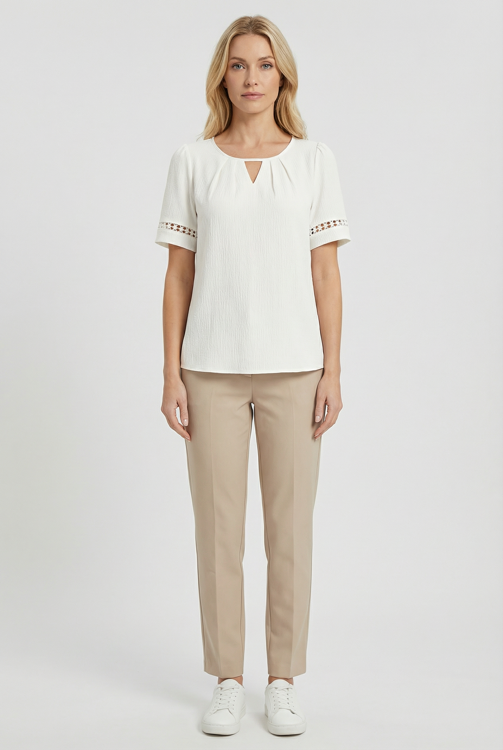 Women's Cotton Lace Up Short Sleeve Top