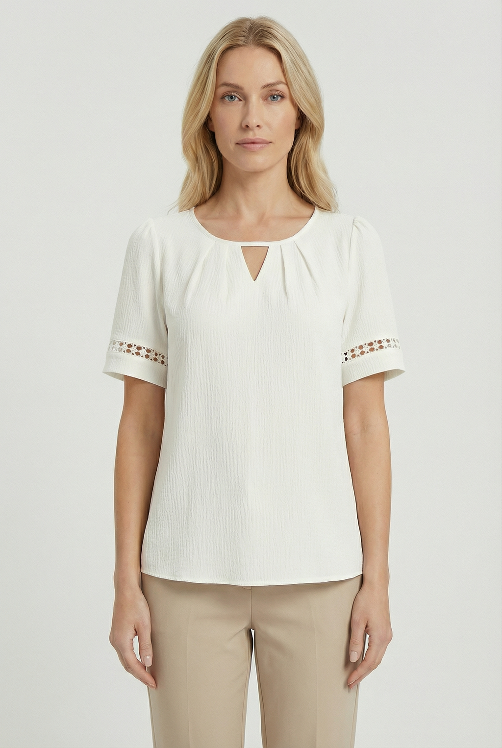 Women's Cotton Lace Up Short Sleeve Top
