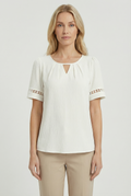 Women's Cotton Lace Up Short Sleeve Top