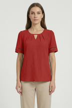 Women's Cotton Lace Up Short Sleeve Top