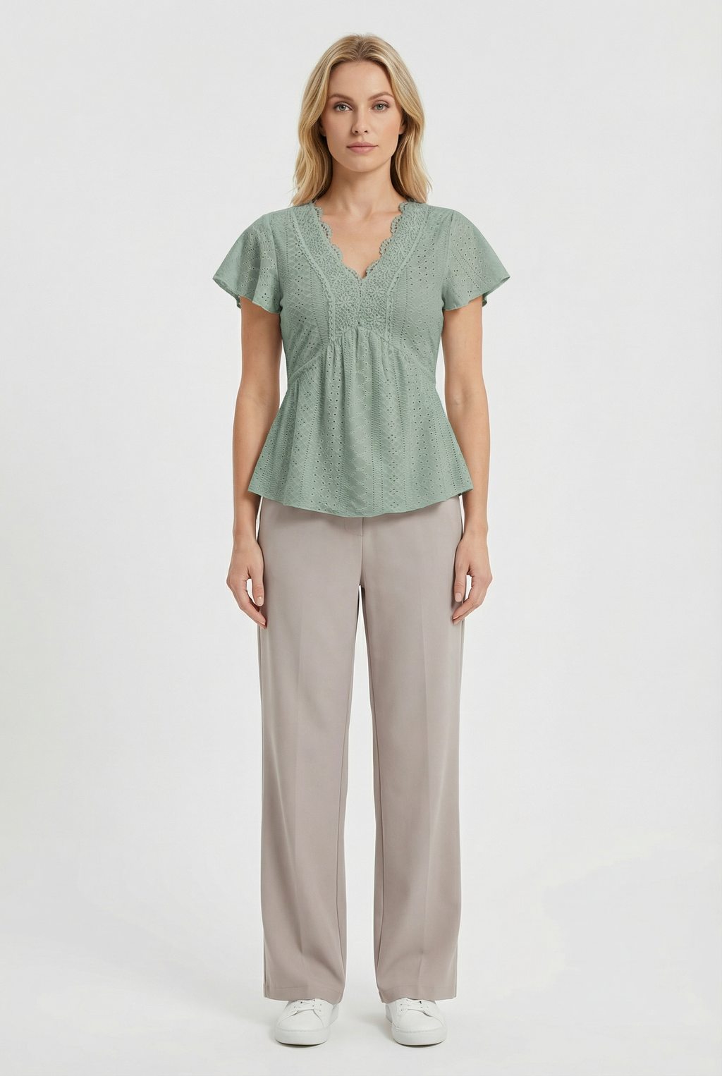 Women's Cotton Blend Lace Casual Blouse