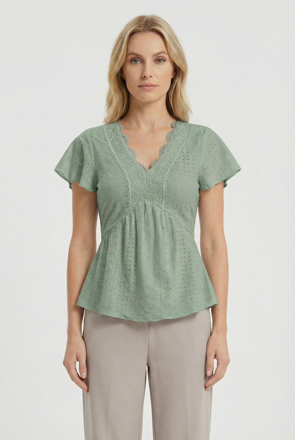Women's Cotton Blend Lace Casual Blouse