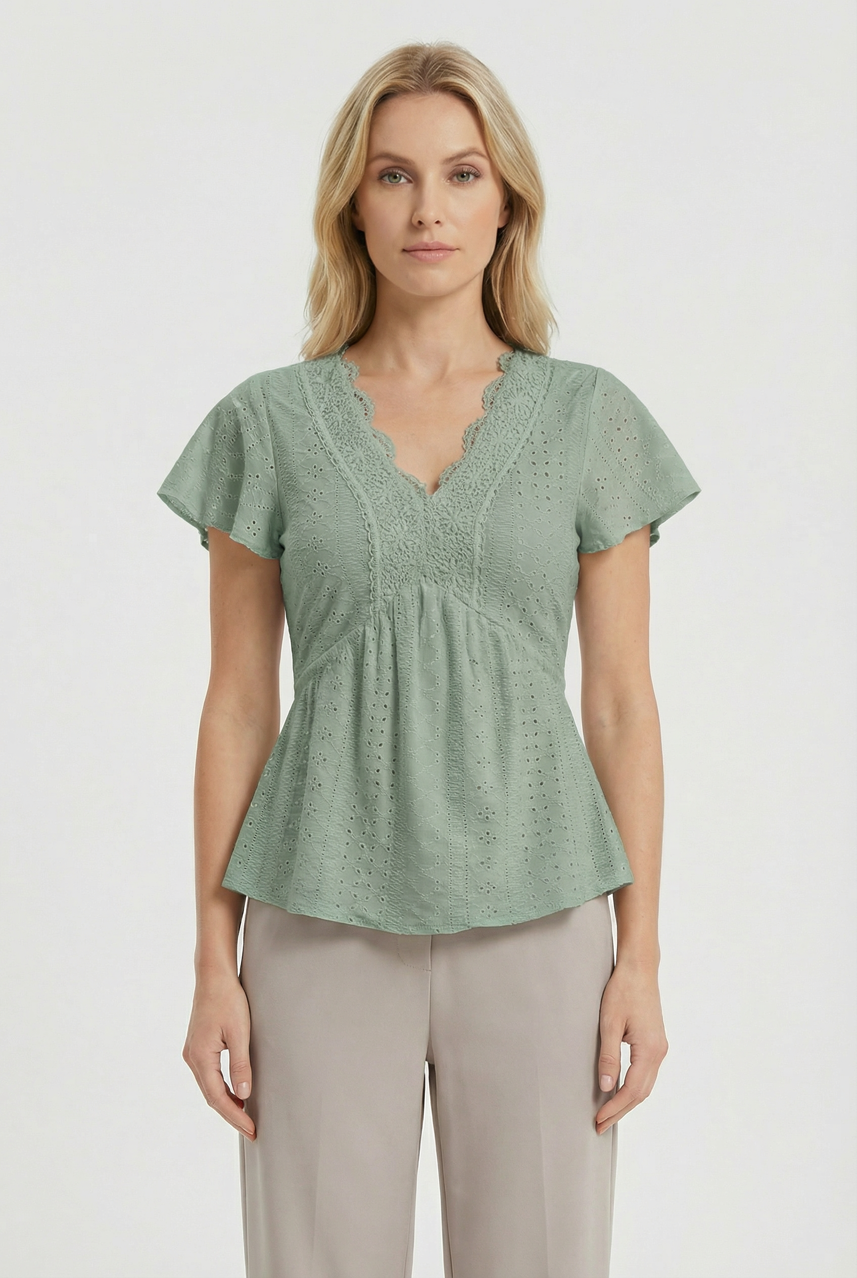 Women's Cotton Blend Lace Casual Blouse