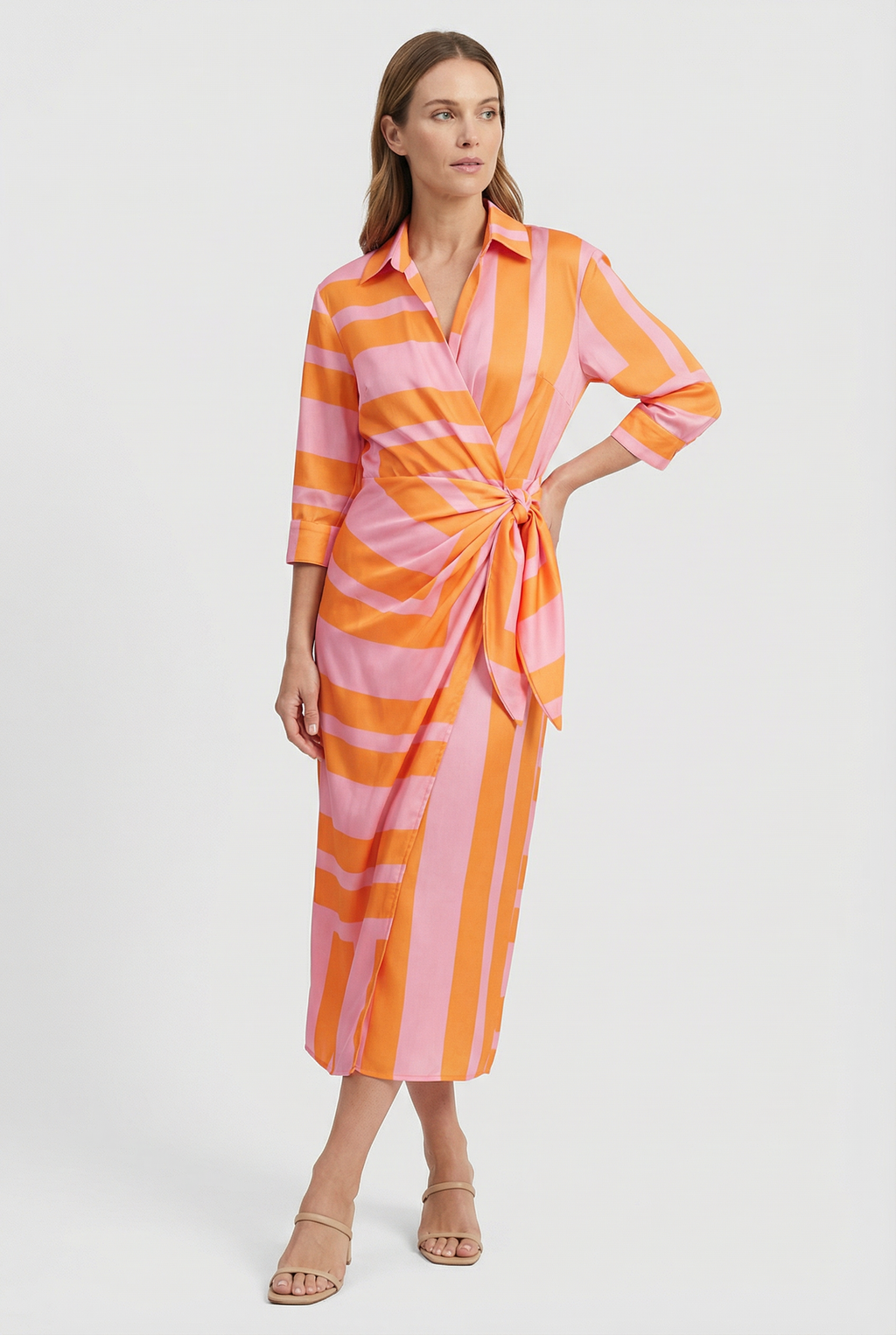 Midi Dress with Adjustable Waist Tie Summer
