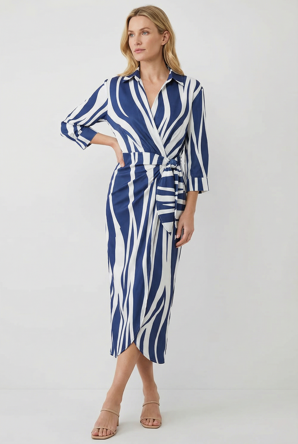 Midi Dress with Adjustable Waist Tie Summer