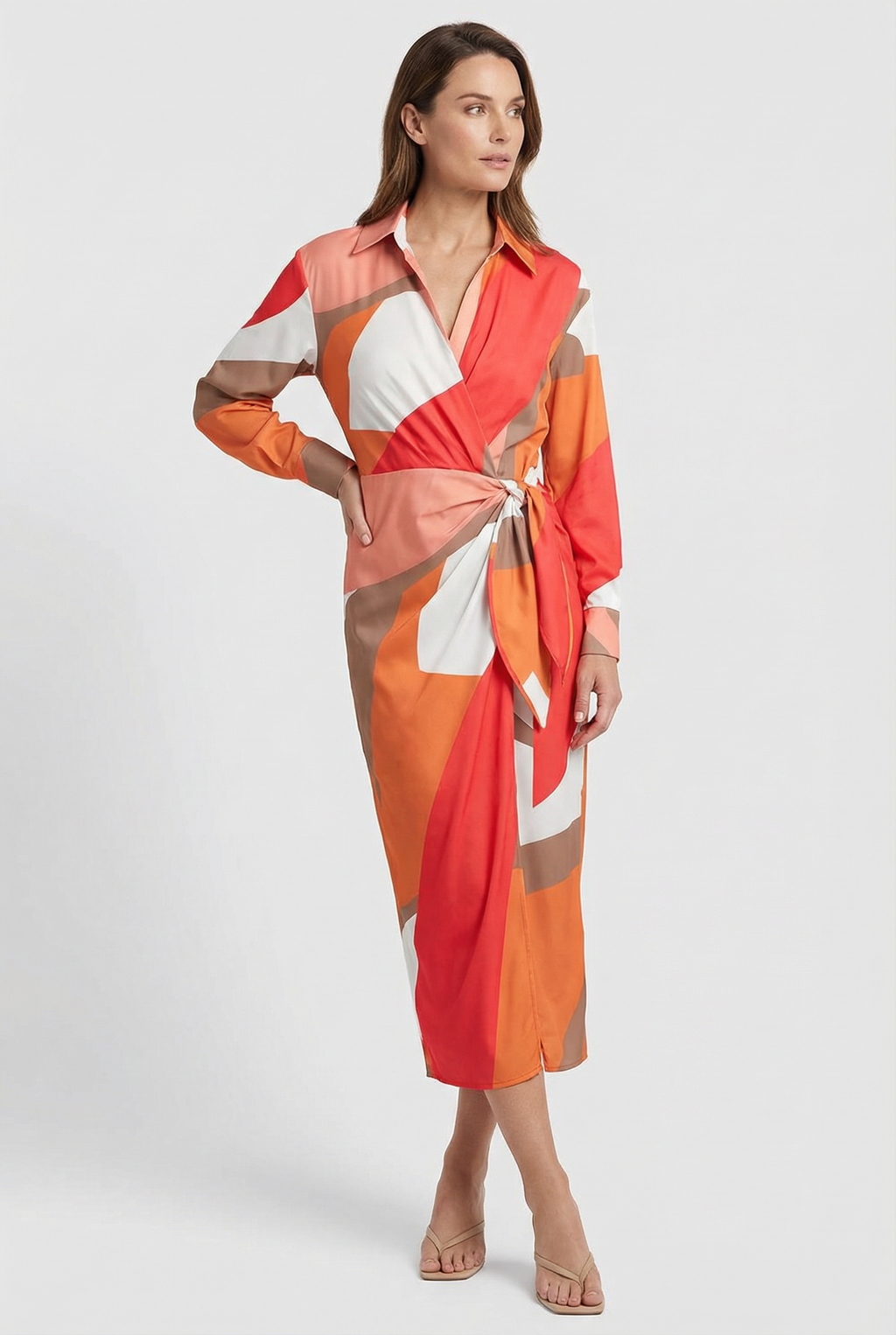 Midi Dress with Adjustable Waist Tie Summer