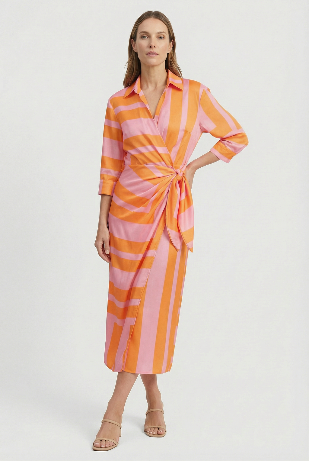 Midi Dress with Adjustable Waist Tie Summer
