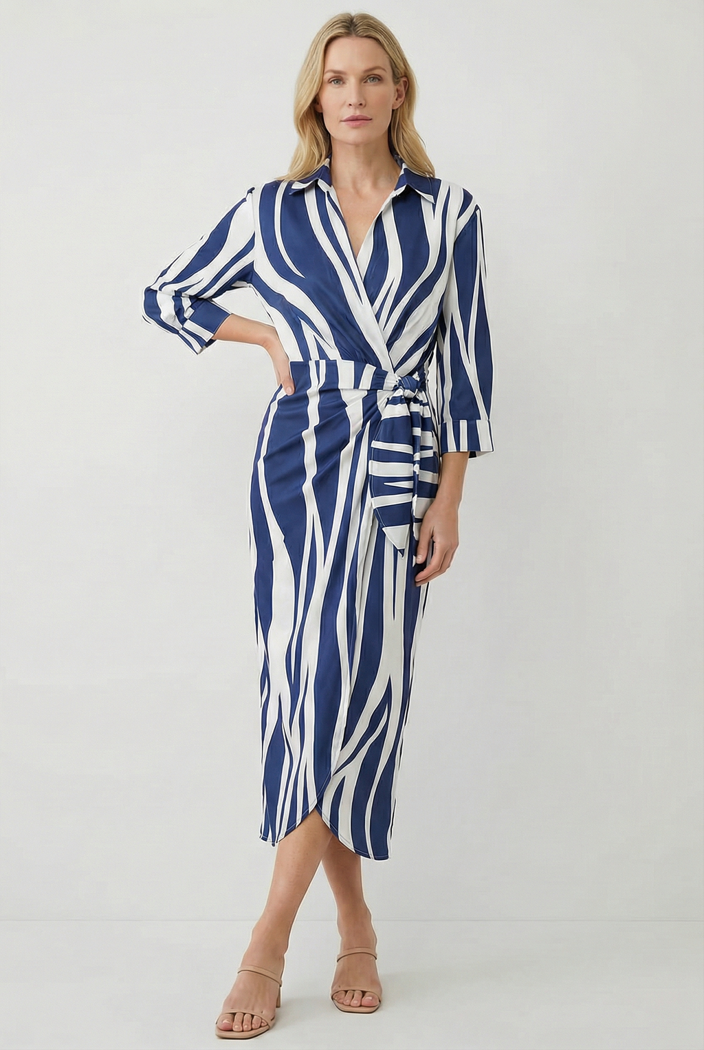 Midi Dress with Adjustable Waist Tie Summer