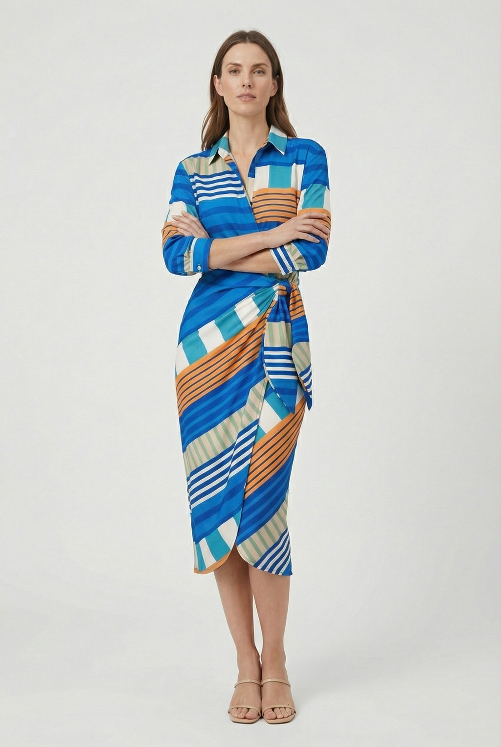 Midi Dress with Adjustable Waist Tie Summer