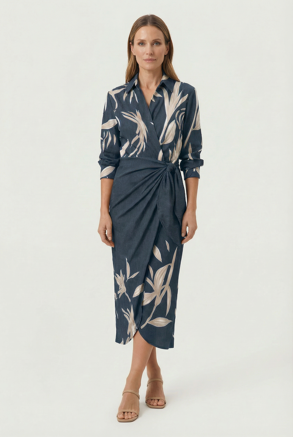 Midi Dress with Adjustable Waist Tie Summer