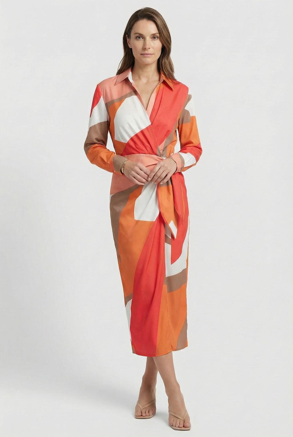 Midi Dress with Adjustable Waist Tie Summer