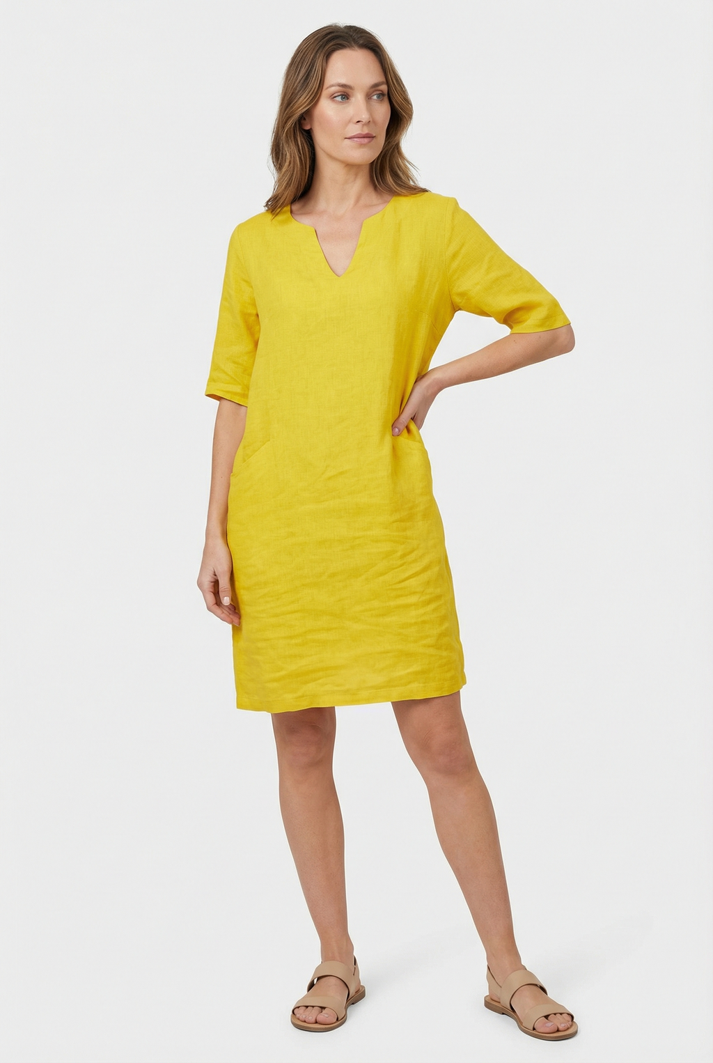 Linen Summer Mini Dress Casual Sundress