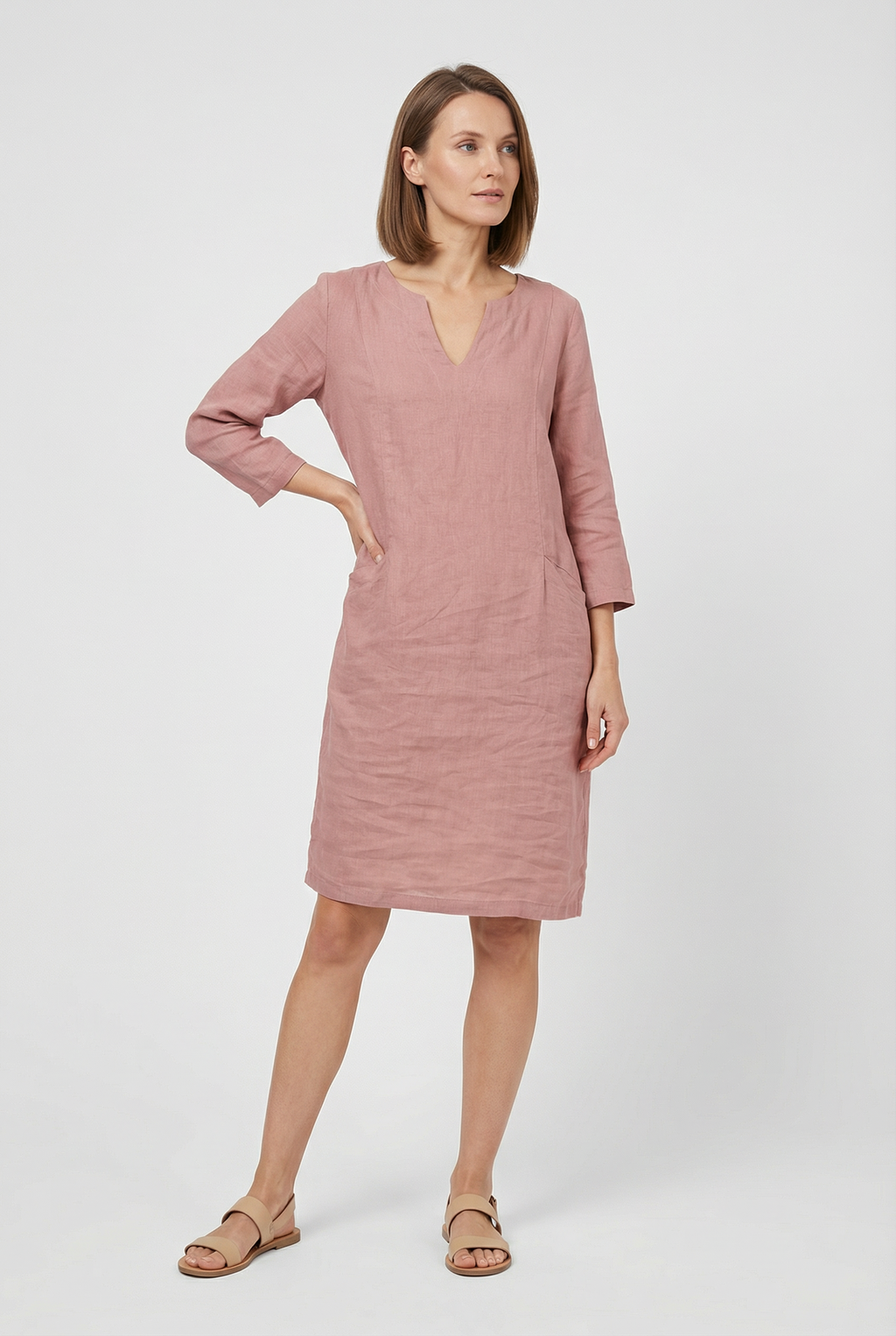 Linen Summer Mini Dress Casual Sundress