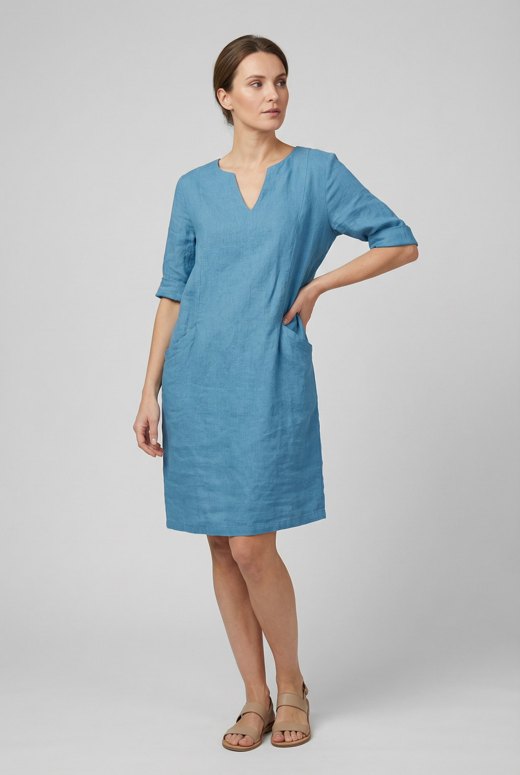 Linen Summer Mini Dress Casual Sundress