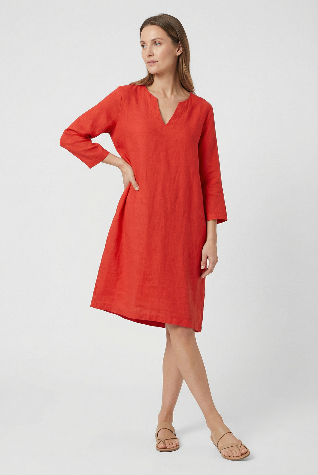 Linen Summer Mini Dress Casual Sundress