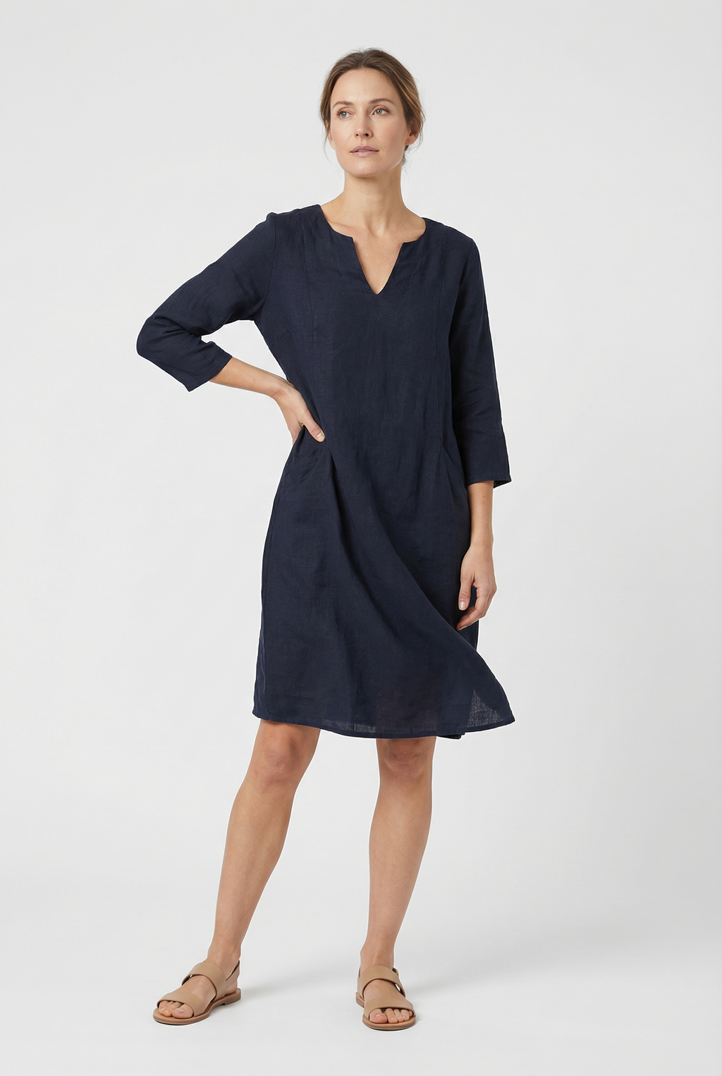 Linen Summer Mini Dress Casual Sundress