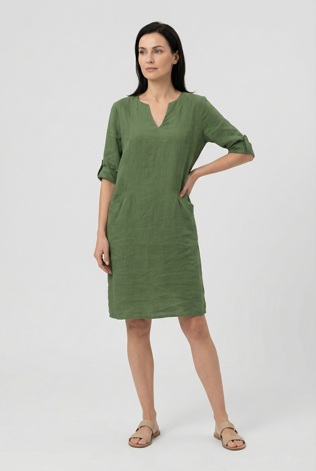 Linen Summer Mini Dress Casual Sundress
