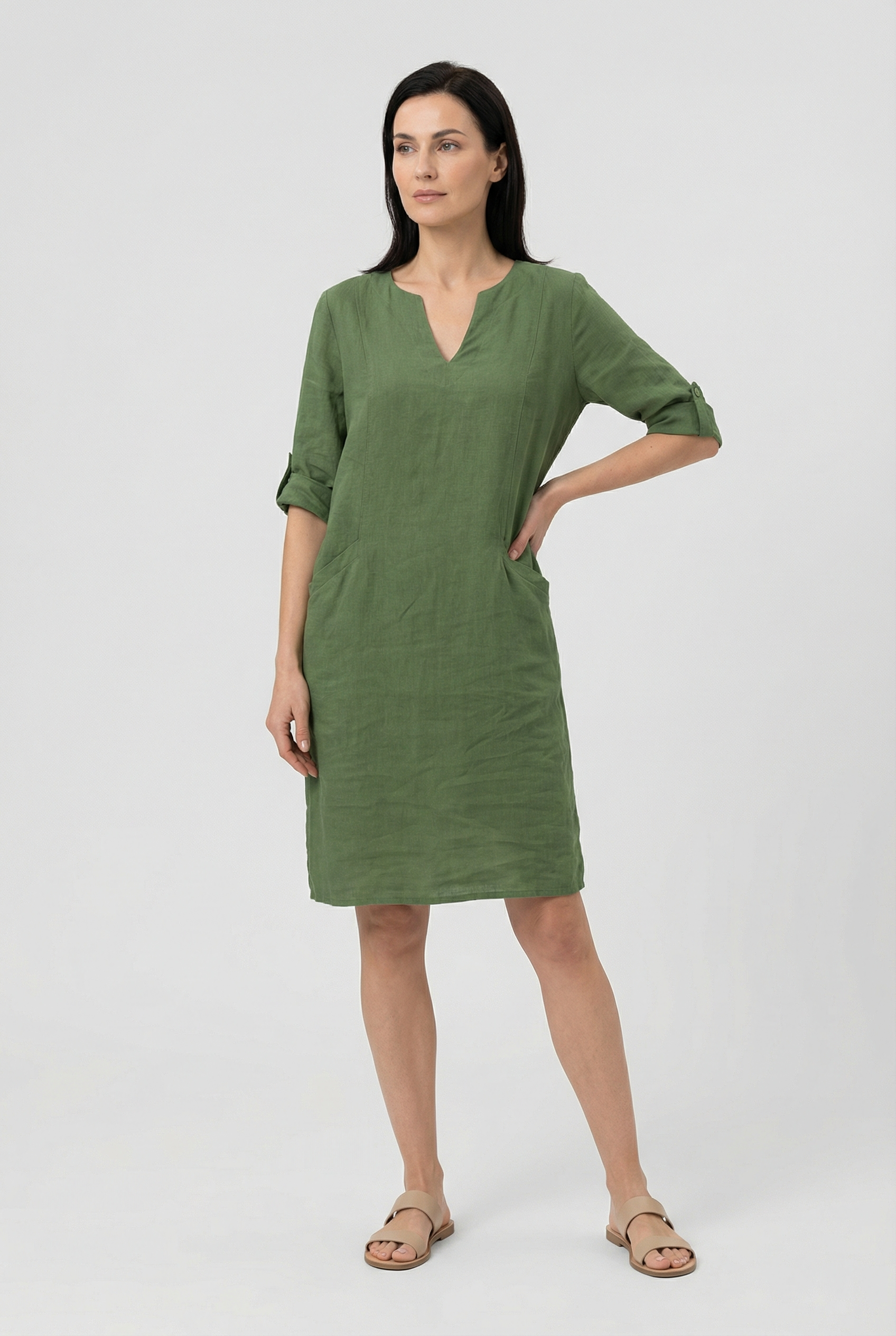 Linen Summer Mini Dress Casual Sundress