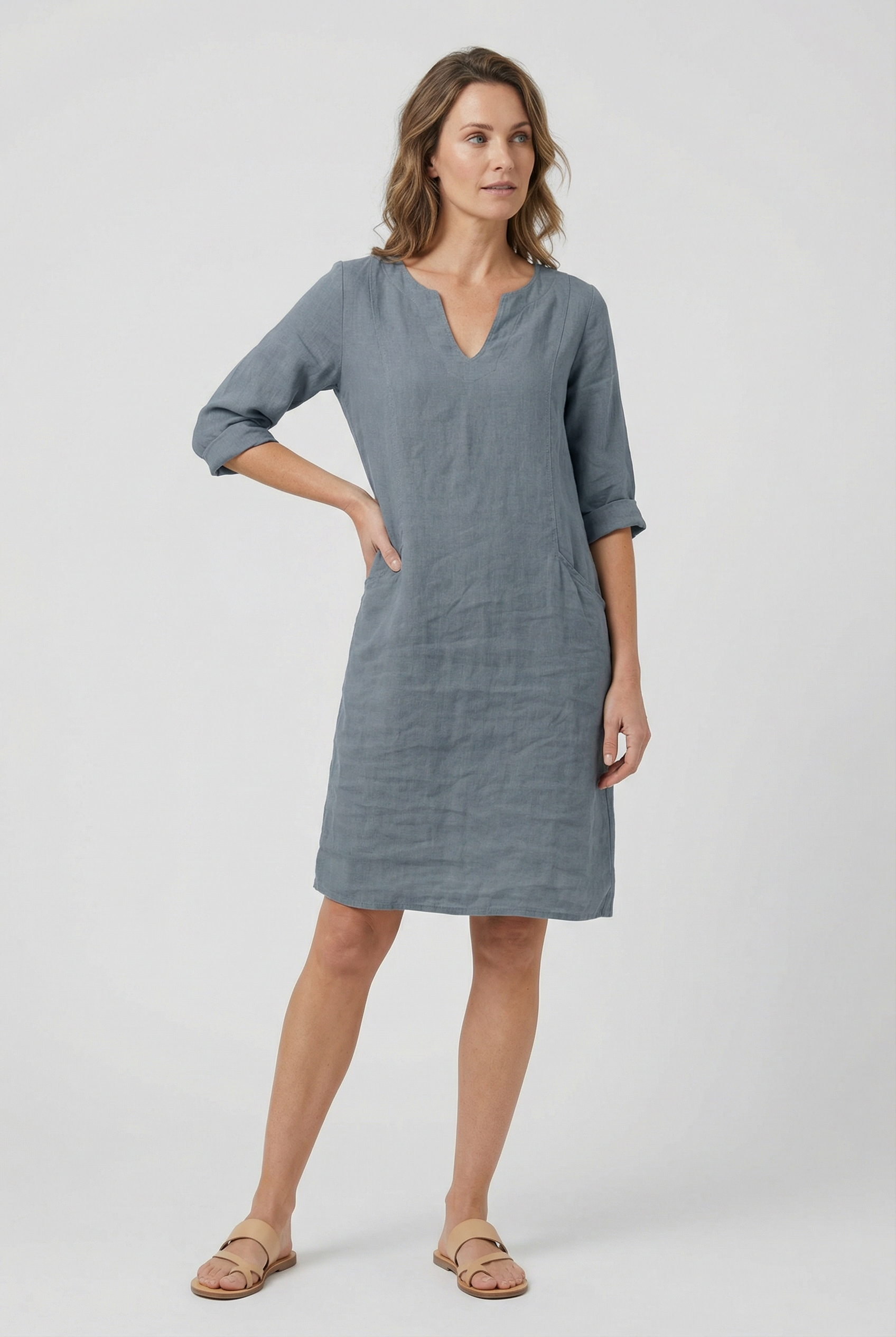 Linen Summer Mini Dress Casual Sundress