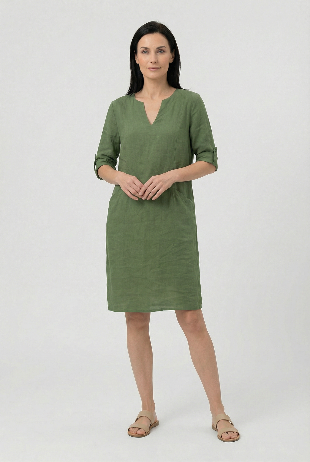 Linen Summer Mini Dress Casual Sundress