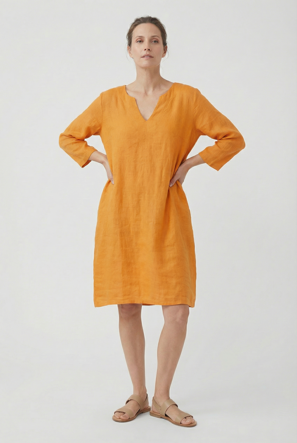 Linen Summer Mini Dress Casual Sundress