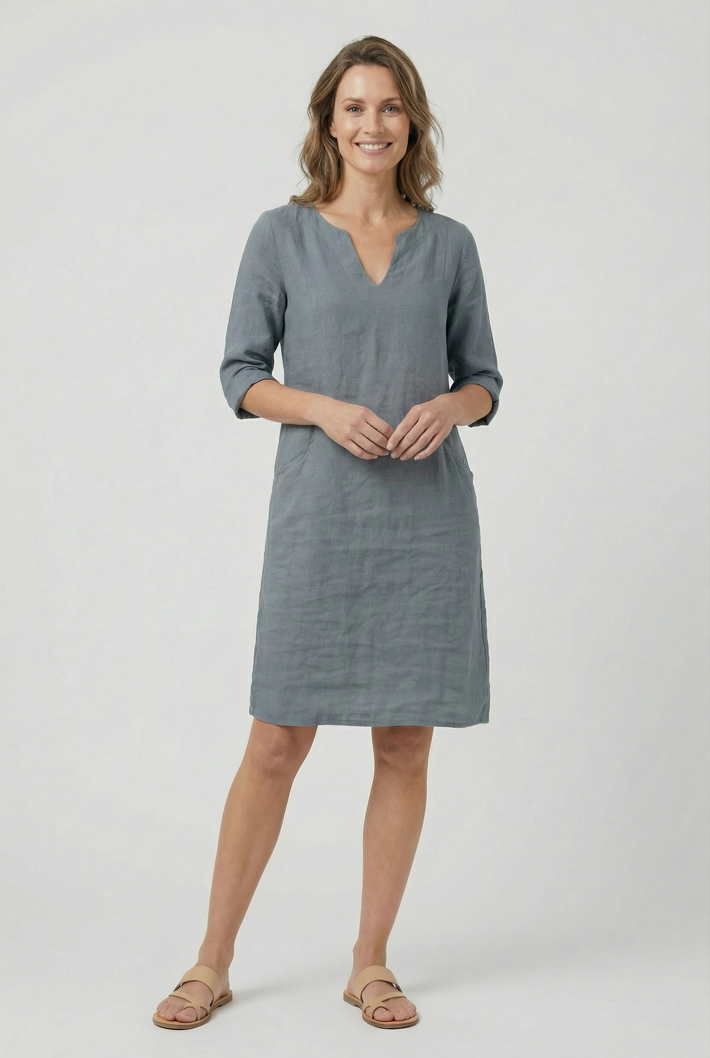 Linen Summer Mini Dress Casual Sundress