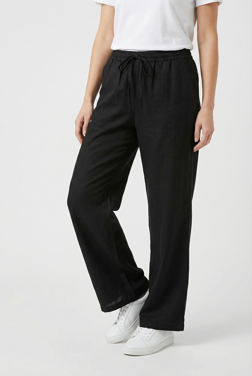Women Linen High-Waisted Pants - Casual Fit