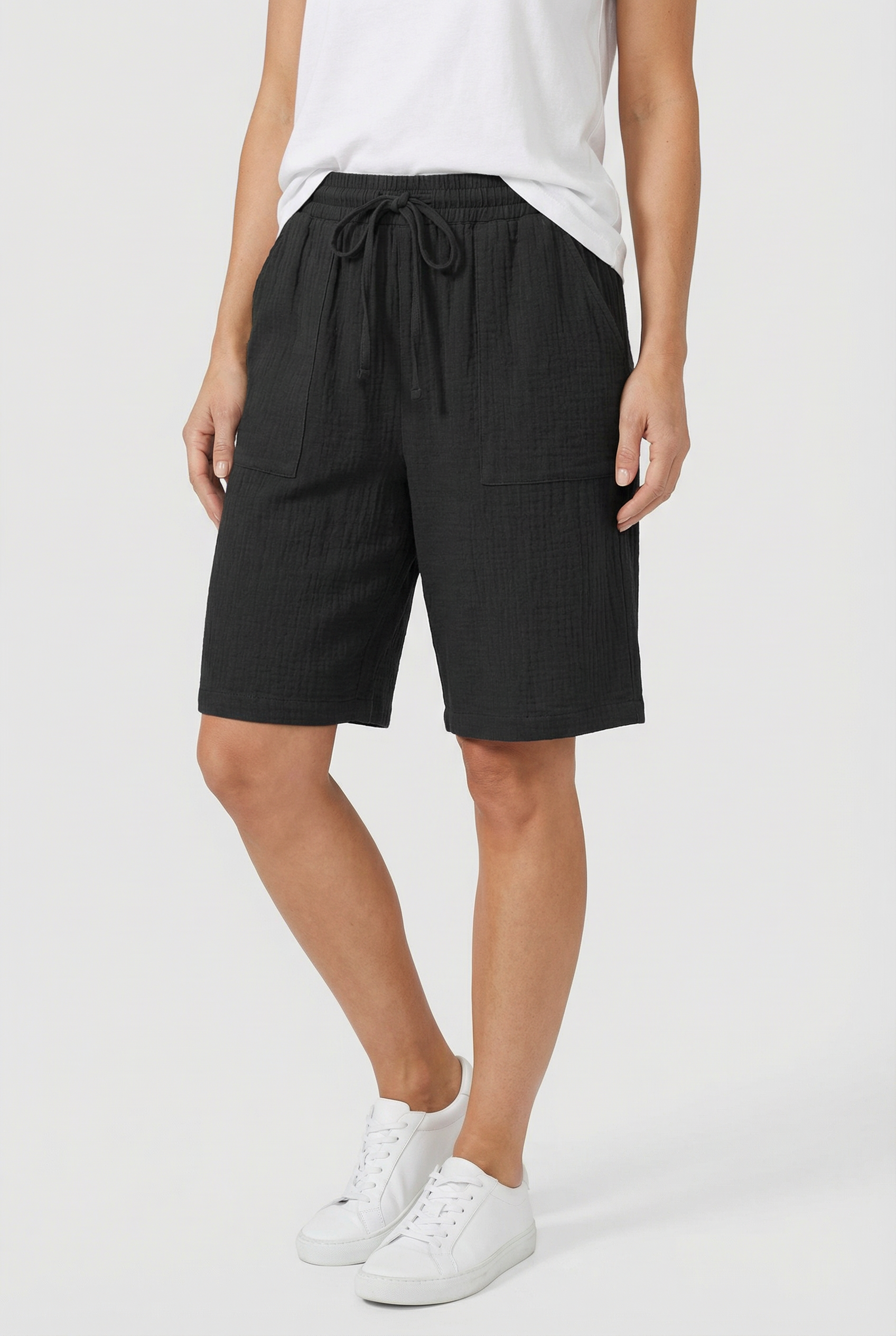 Women's Cotton Bermuda Shorts - Relaxed Fit with Pockets
