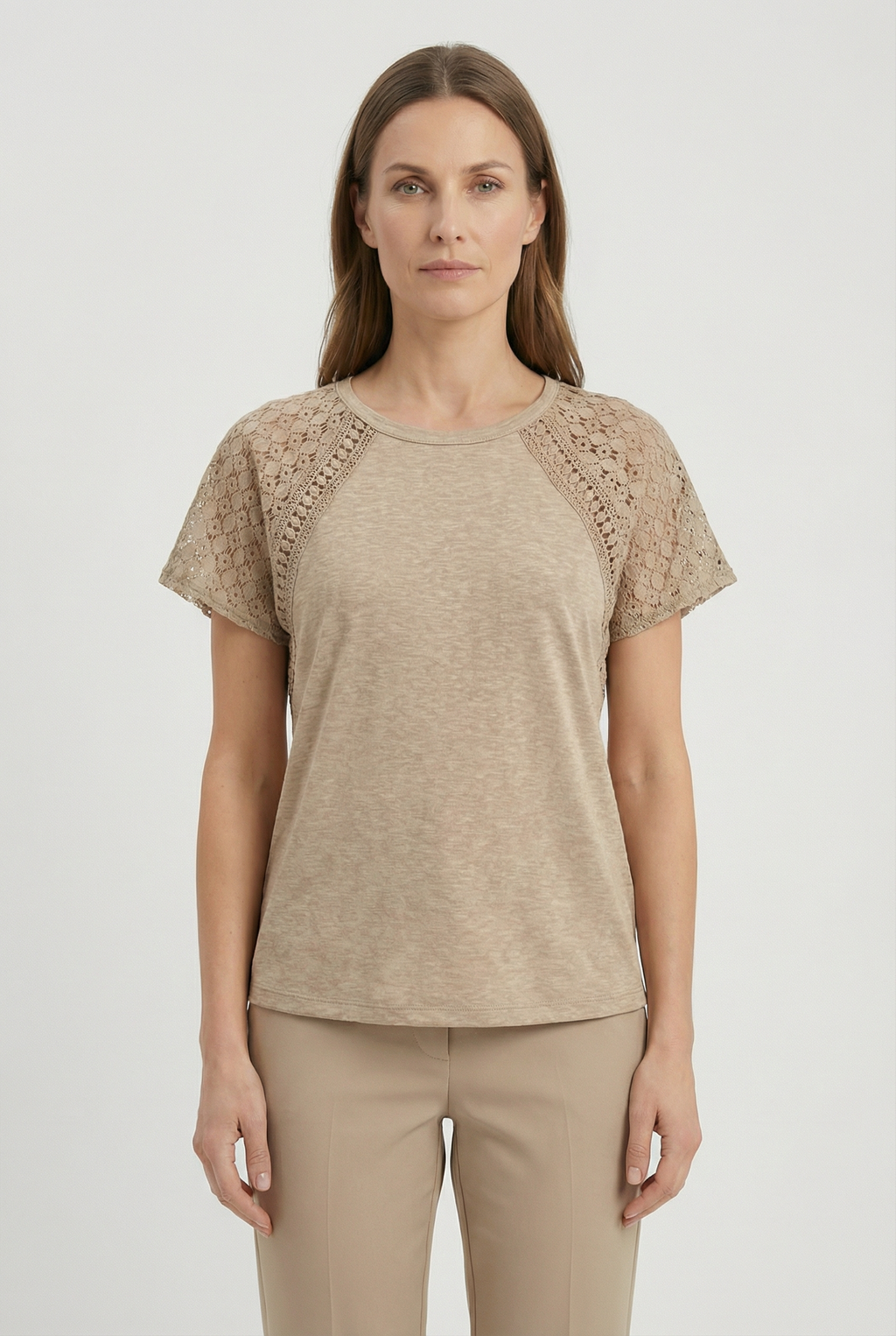 Women's T-Shirt with Lace Detail for Casual Everyday Wear