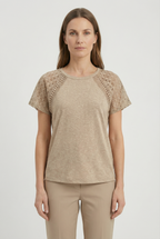 Women's T-Shirt with Lace Detail for Casual Everyday Wear